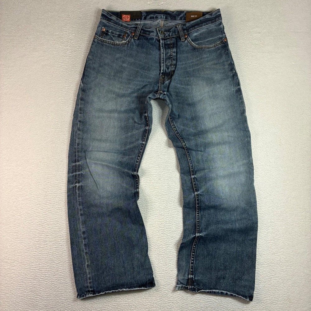 Vintage Gap Bootcut Jeans Men 32x30 Blue Faded Whiskered Baggy Western 90s